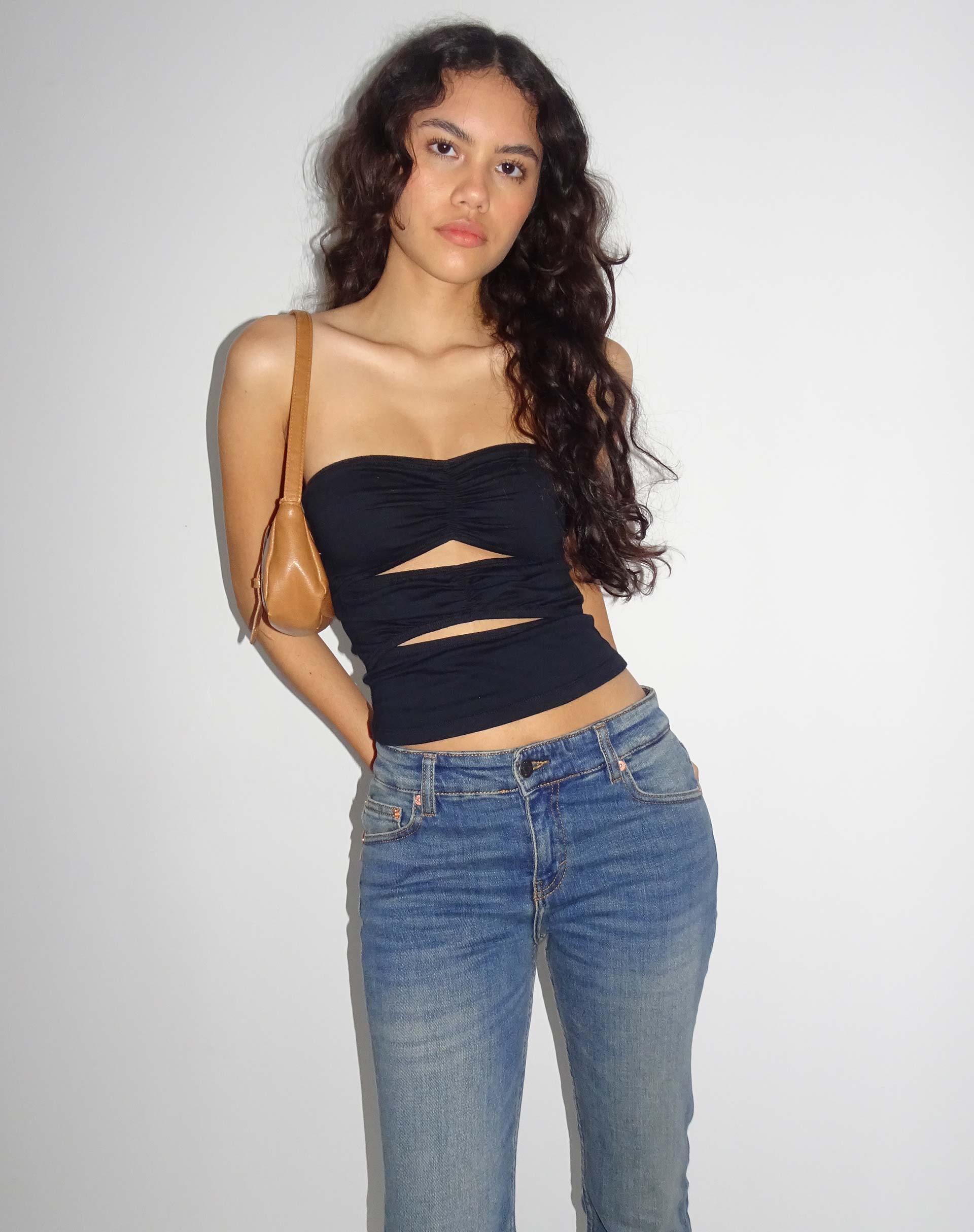 Afbeelding van Dayu Bandeau Crop Top in Zwart