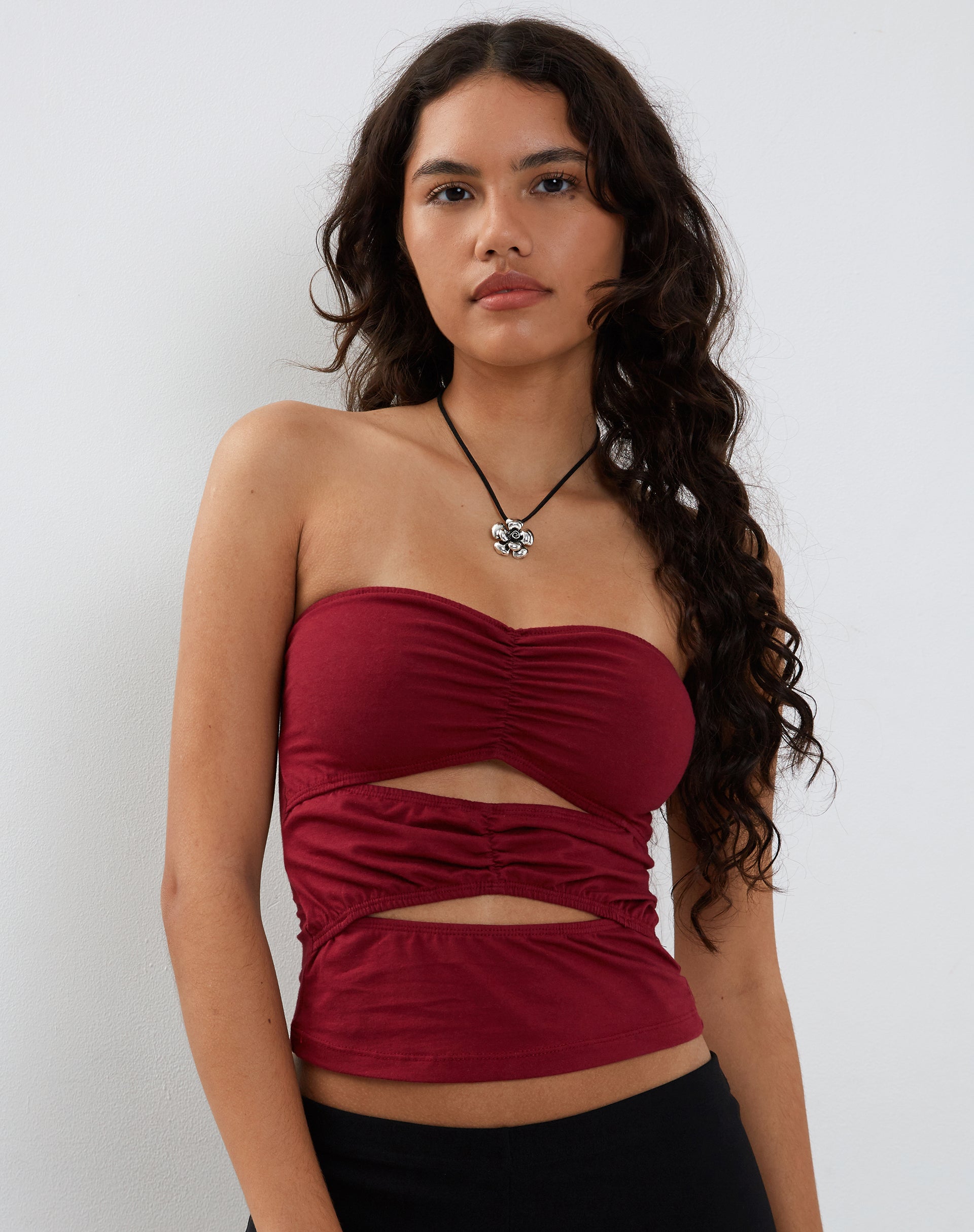 Afbeelding van Dayu Bandeau Crop Top in Bourgondië