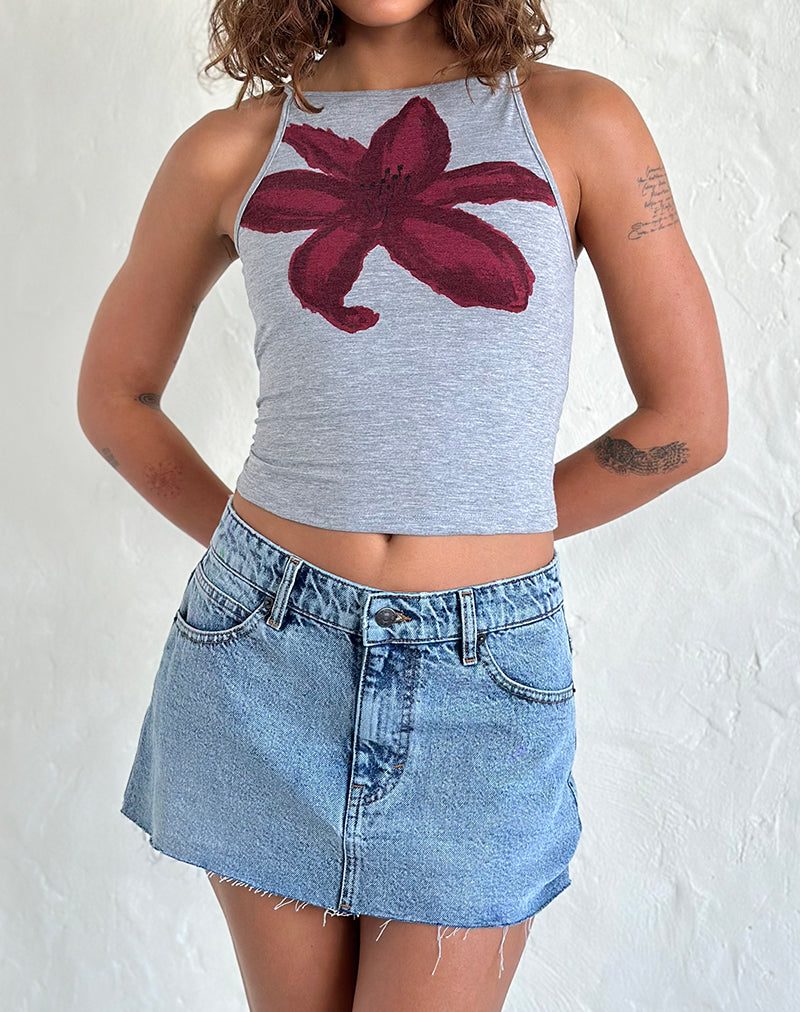 Image of Raw Hem Denim Mini Skirt in Vintage Blue Wash