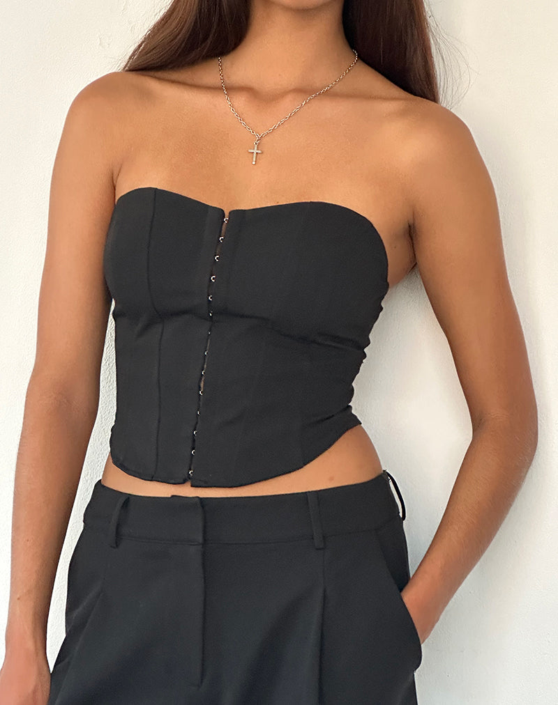 Afbeelding van Elita Hook and Eye Corset Top in Zwart