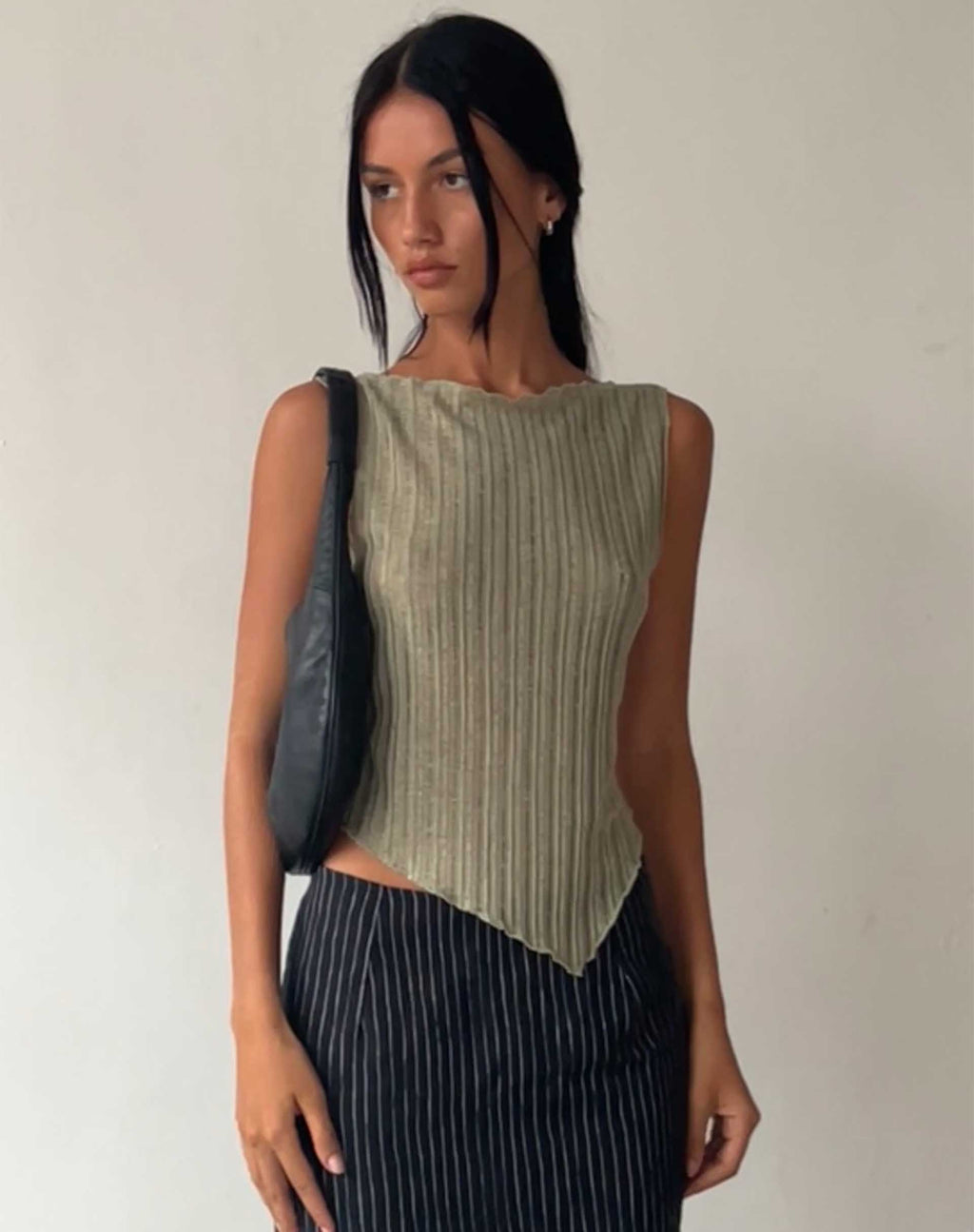 Etta Gebreide Vest Top in Sage