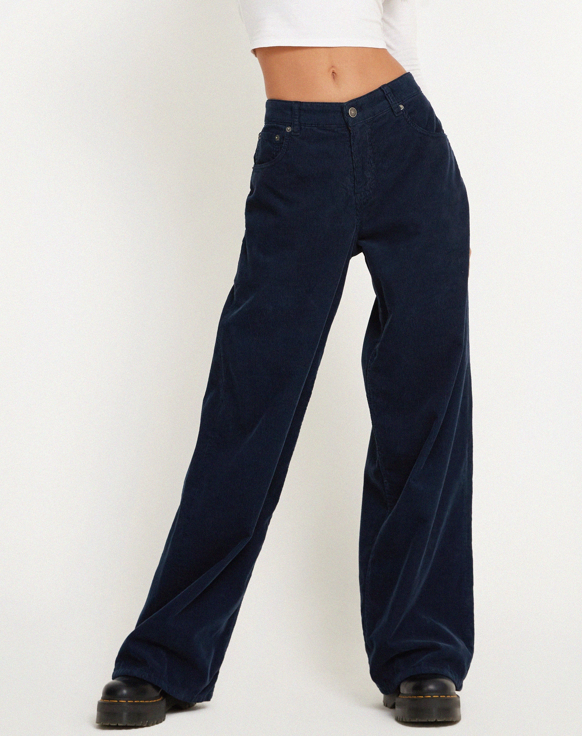 Afbeelding van Roomy Extra Wide Jeans in Cord Navy