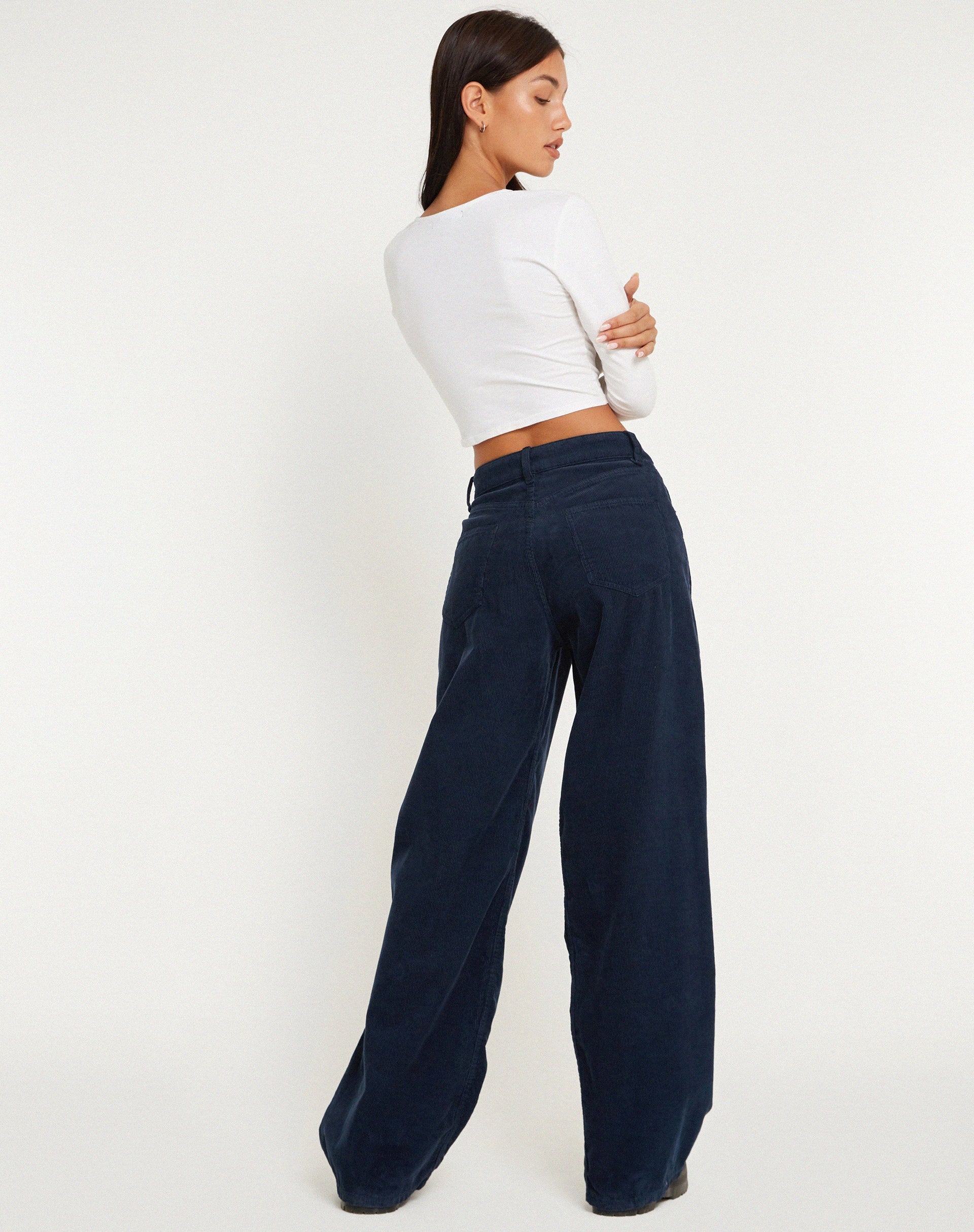 Afbeelding van Roomy Extra Wide Jeans in Cord Navy