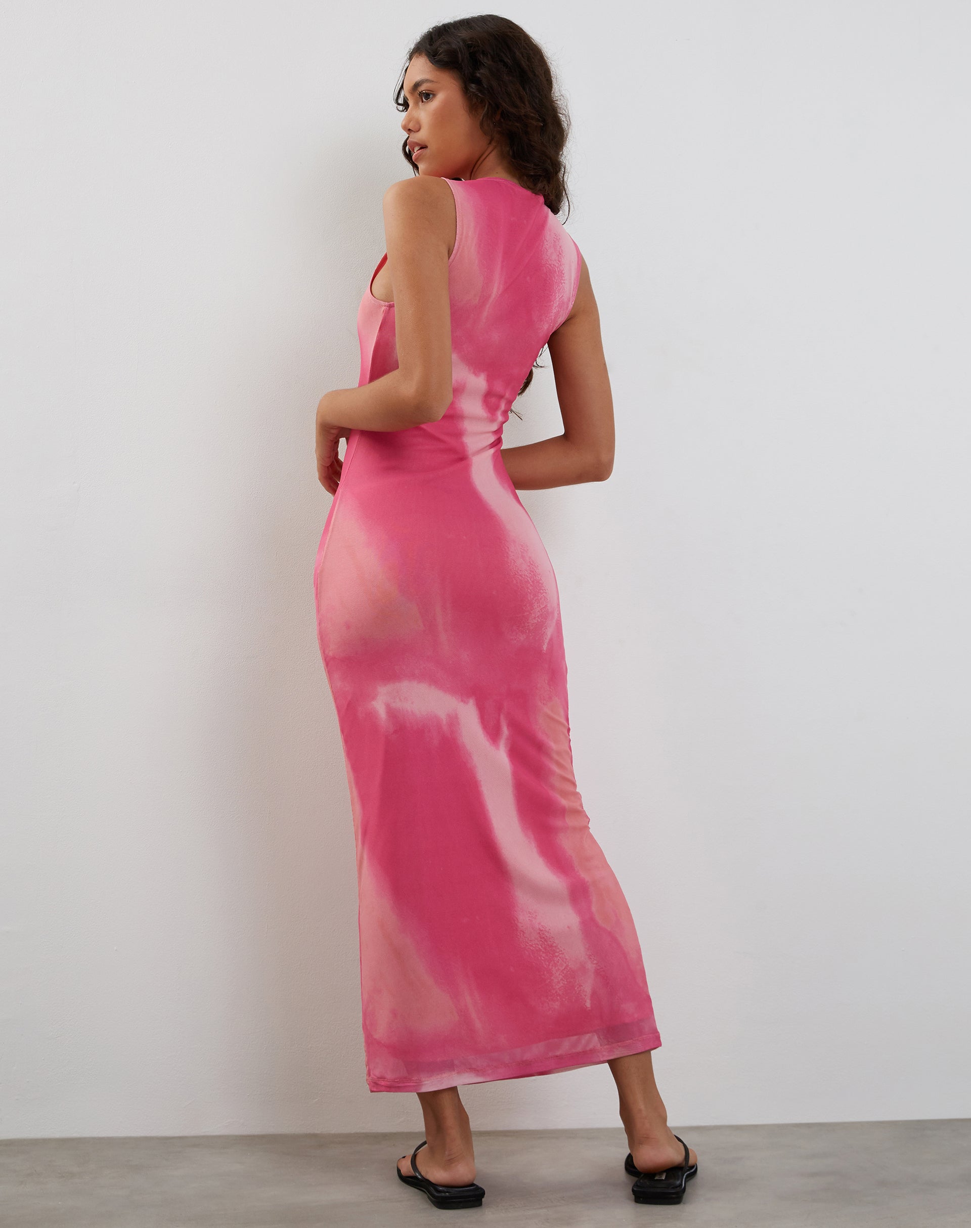 Afbeelding van Fayola Maxi Dress met print in aquarelroze