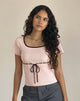 Image of Frauke Top in Blush Pink with Black