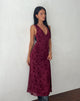 Afbeelding van Gabriela Midi Dress in Botanical Flower Maroon