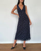 Afbeelding van Gabriela Midi Dress in Flocked Petal Navy