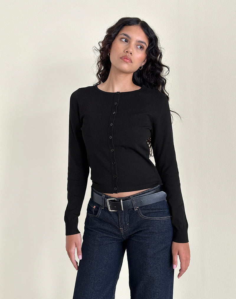 Giovanina Cardigan in Flat Knit Black