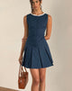 Image of Gitas Button Mini Dress in Poplin Navy