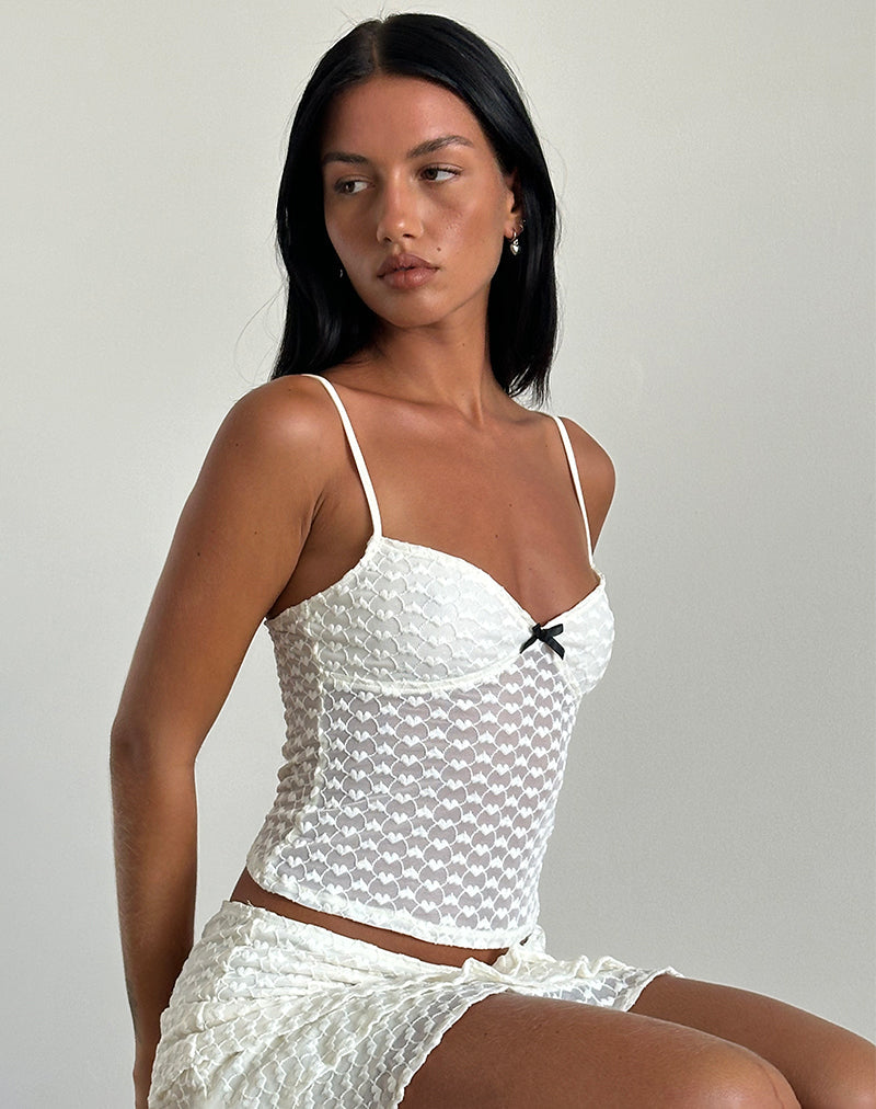 Image of Grafika Cami Top in Ivory Heart Lace