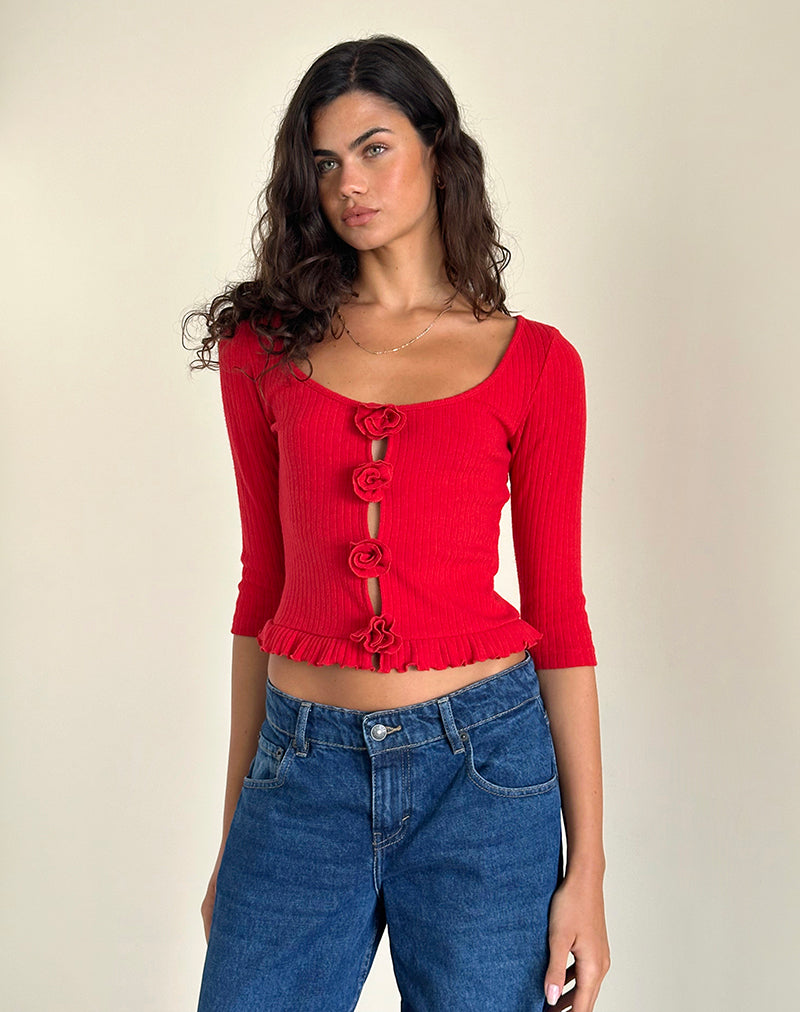 Harpan Rosette Front Top in Red