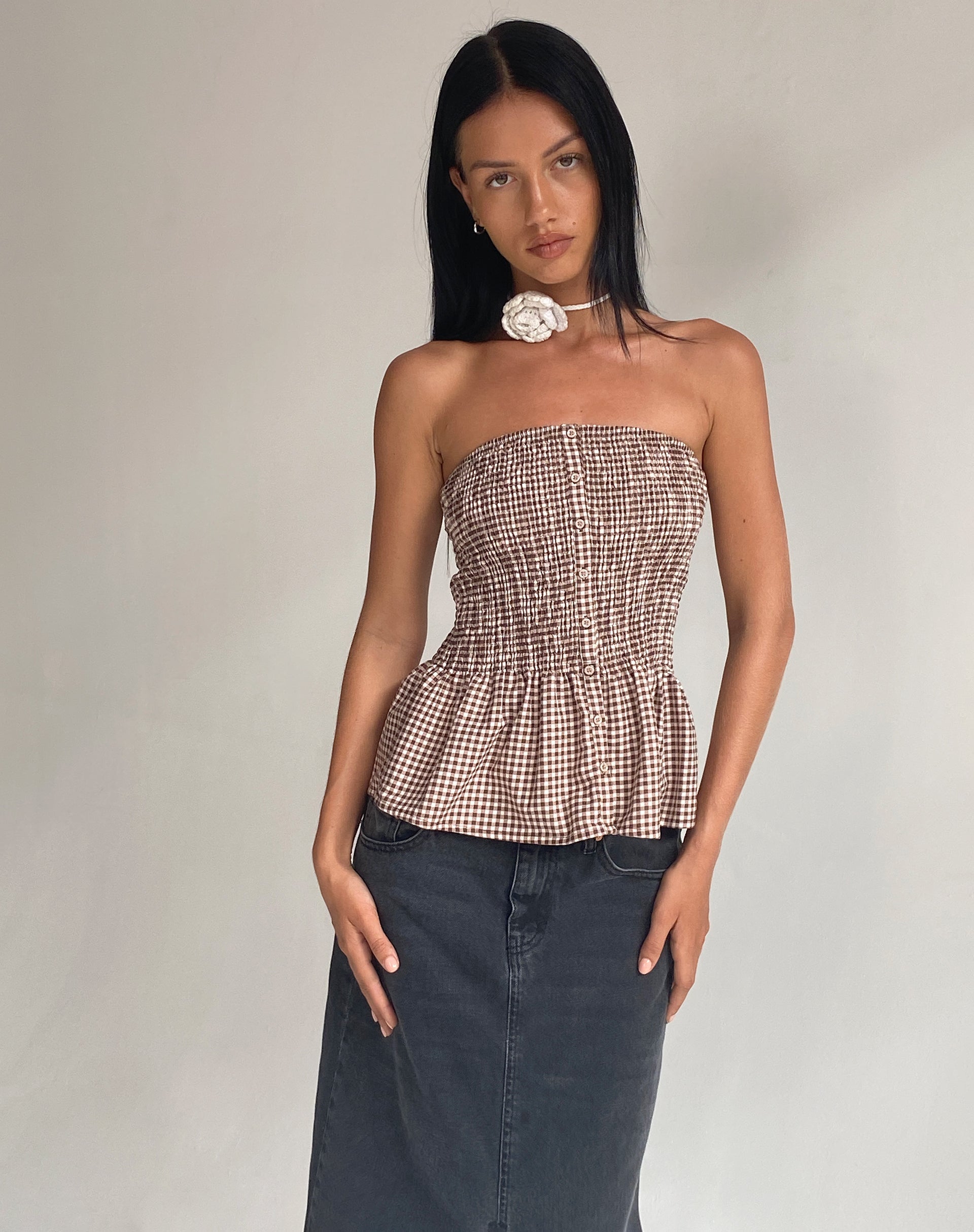 Afbeelding van Soter Bandeau Top in Mini Gingham