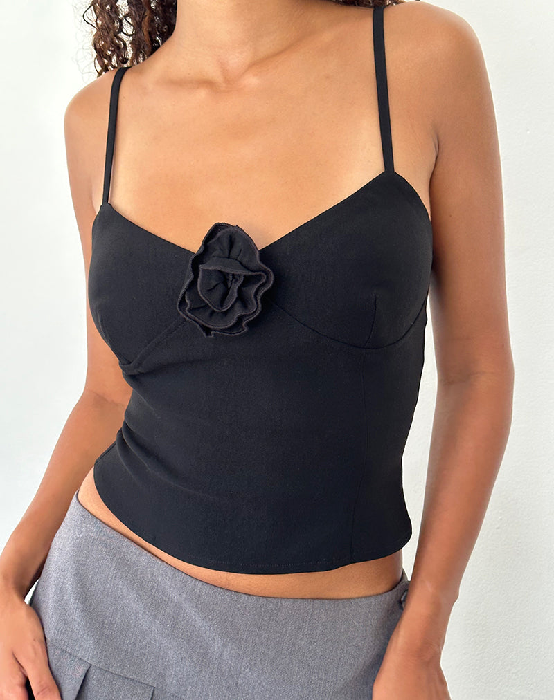 Indus Cami Top in Rosette Zwart