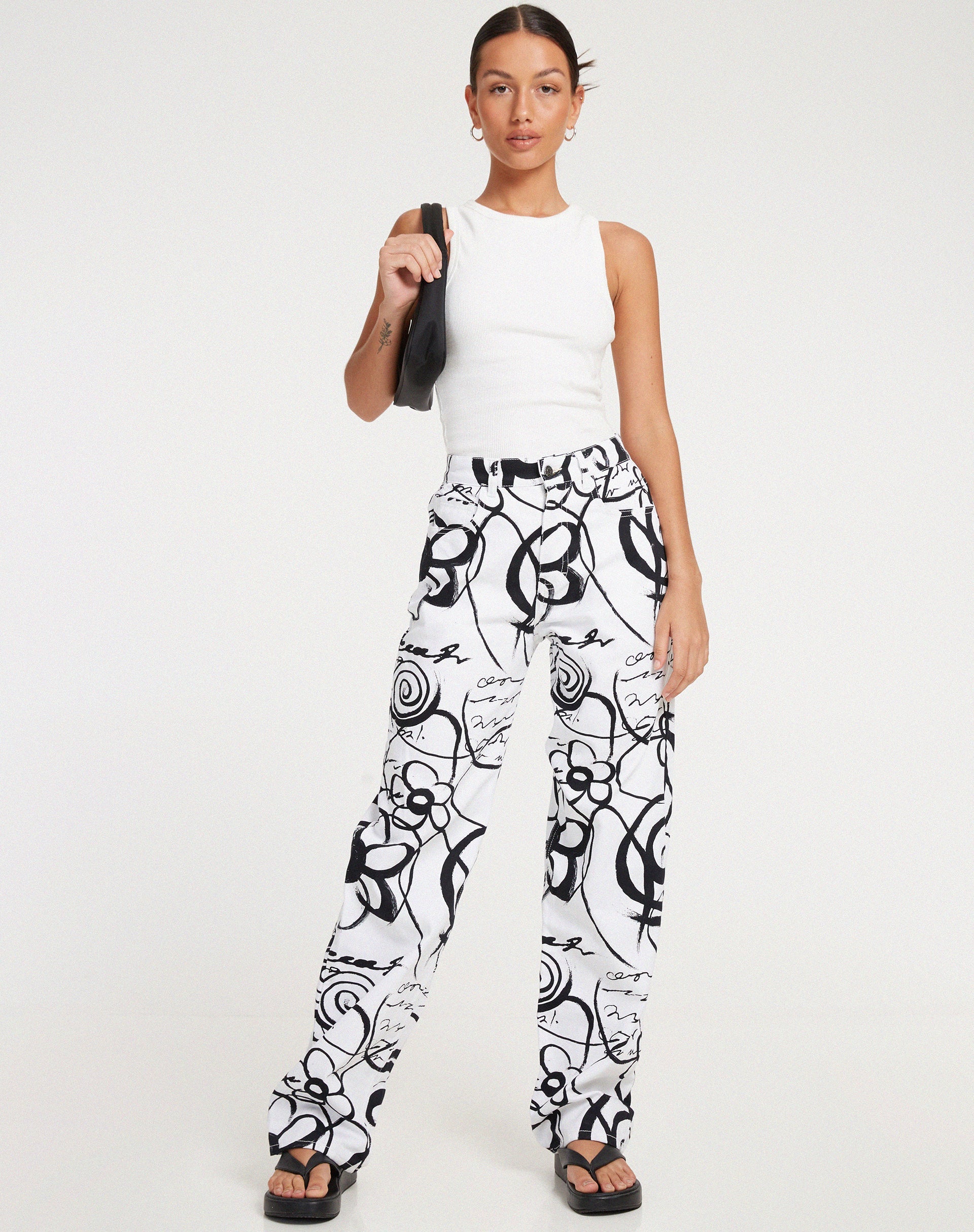 Afbeelding van Parallel Jeans in Mono Doodle zwart-wit