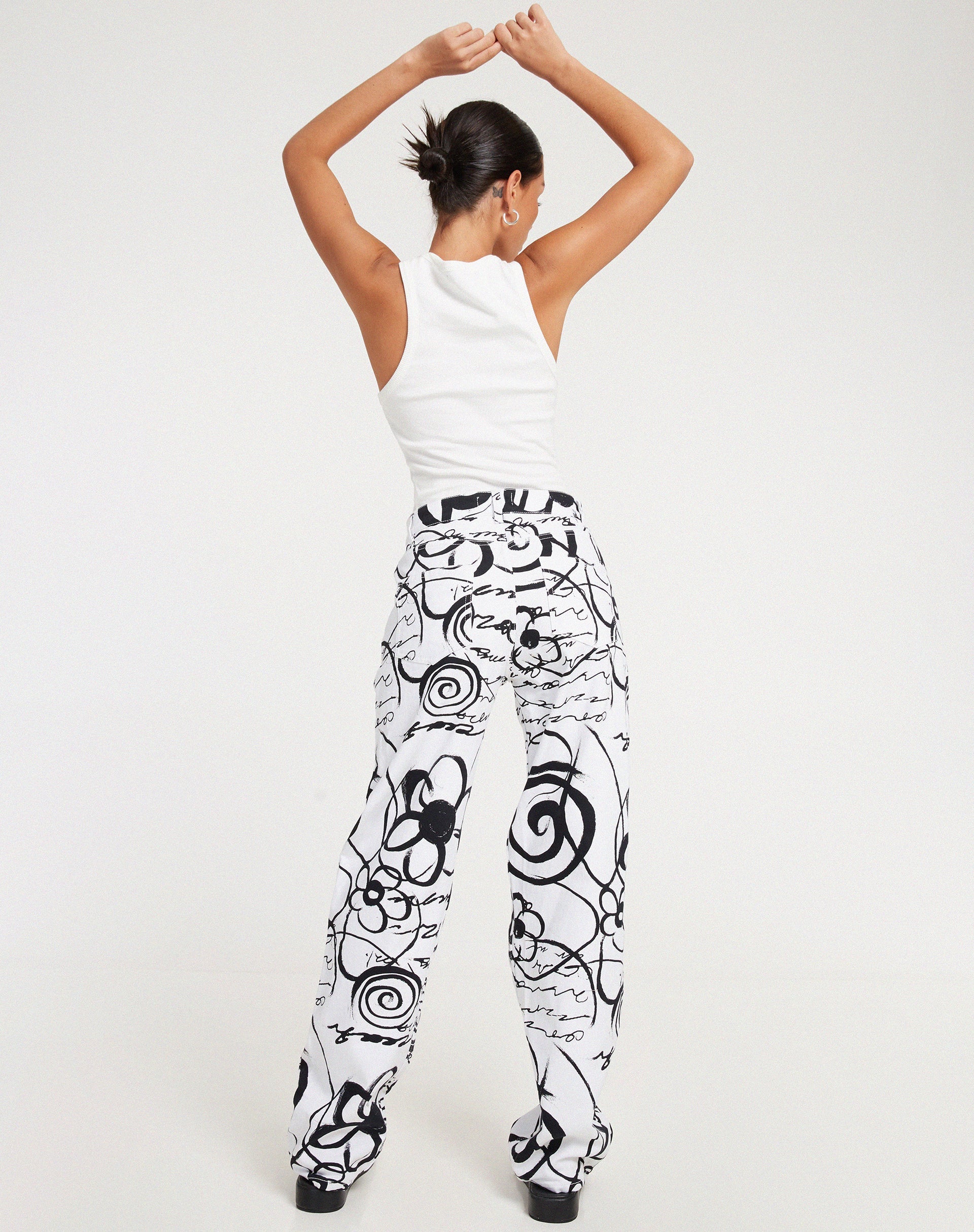 Afbeelding van Parallel Jeans in Mono Doodle zwart-wit