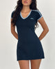 Image of Isadre Mini Dress in Navy with Nantucket Blue Binding