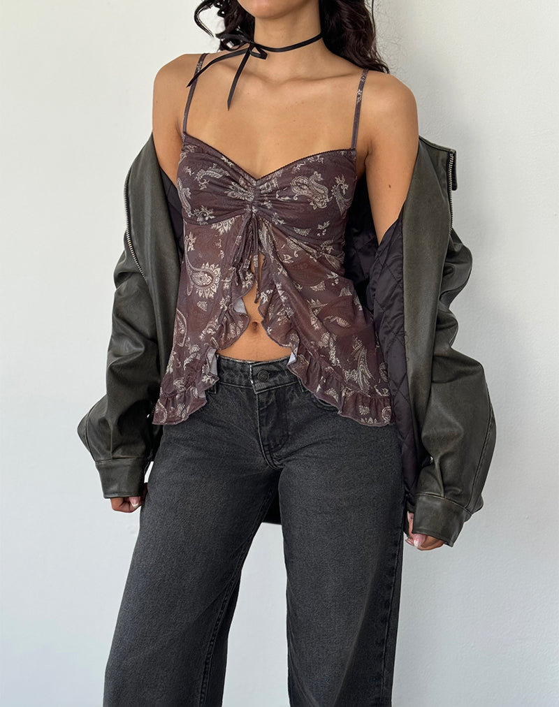 Image of Jaraga Butterfly Top in Tonal Black Paisley