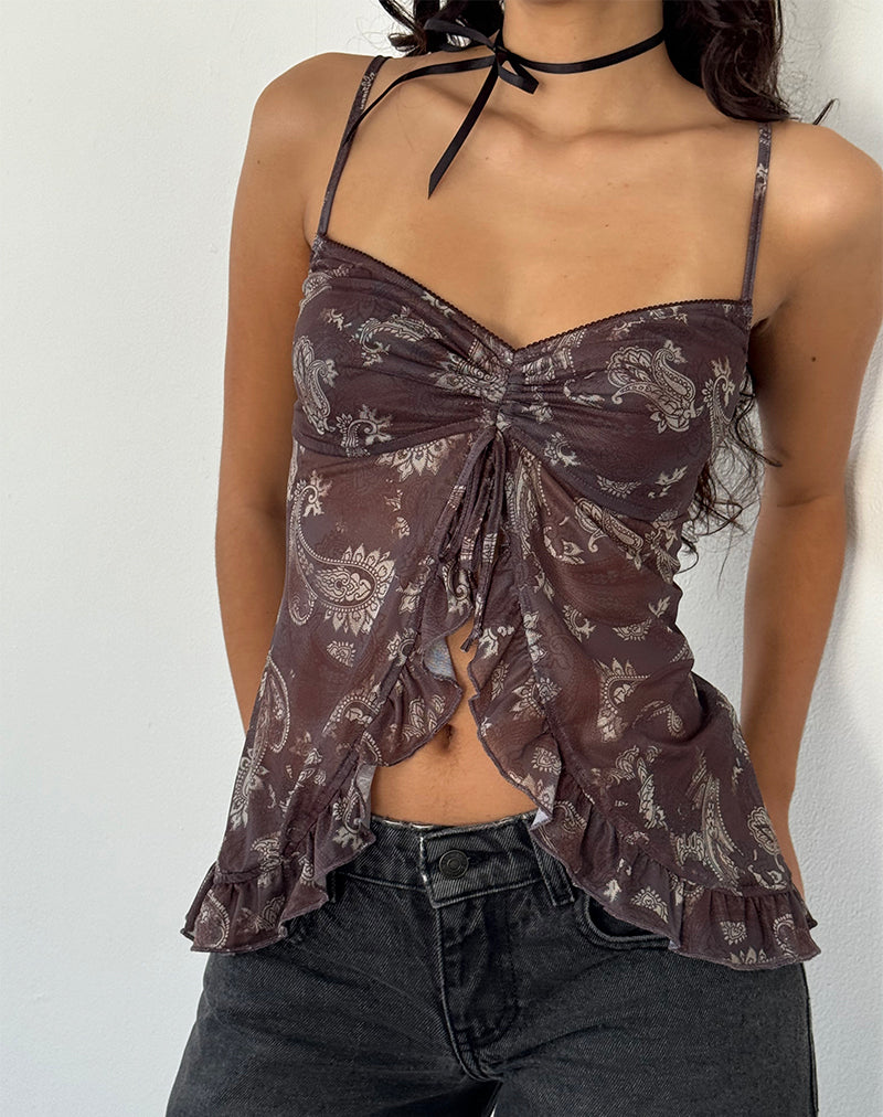 Image of Jaraga Butterfly Top in Tonal Black Paisley