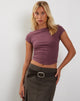 Image of Jojes Dipped Hem Tee in Cotton Hemp Mauve