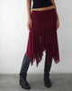 Afbeelding van Jovali Lage Taille Midi Rok in Mesh Maroon