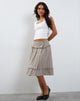 Afbeelding van Kasya Frill Hem Wrap Midi rok in Taupe Check