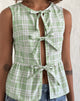 Image of Kayvata Tie Front Top in Table Cloth Neo Mint