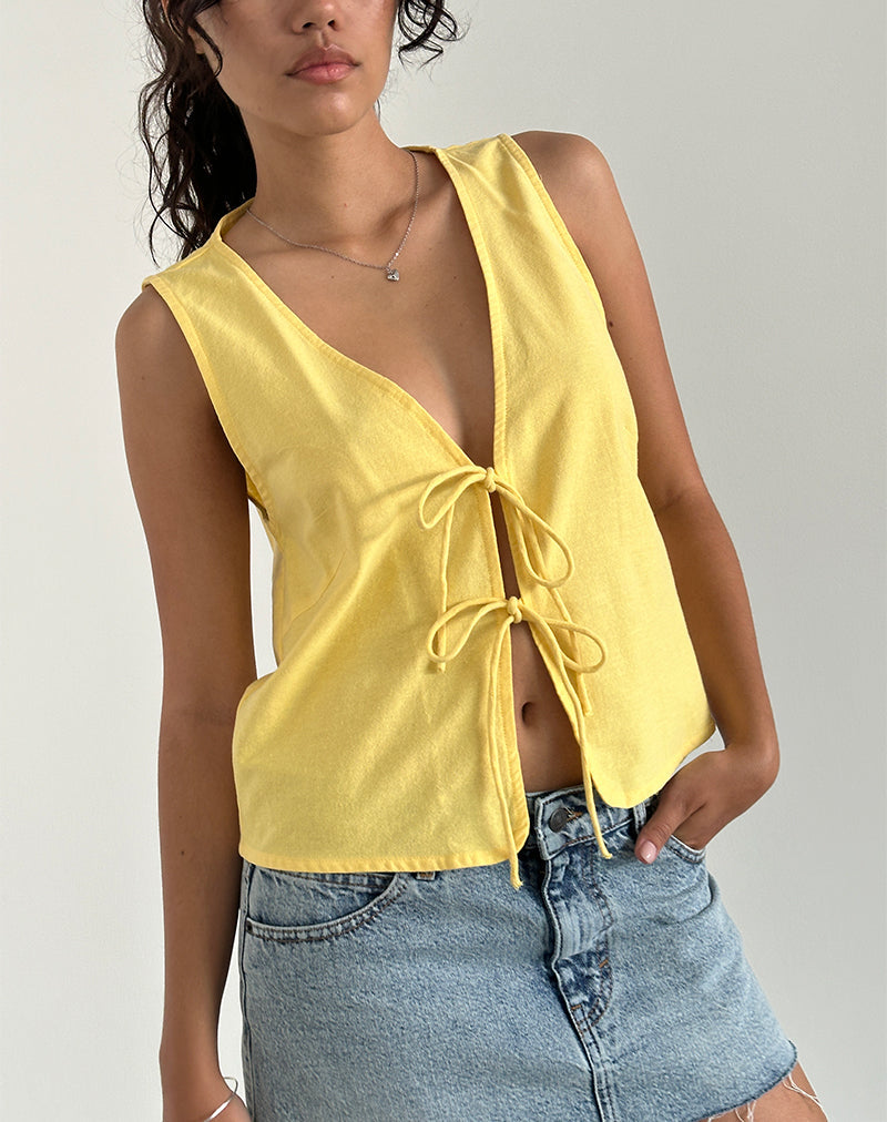 Kayve Tie Front Top in Lemonade