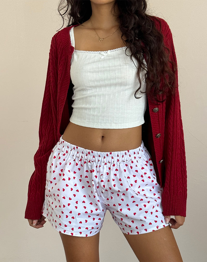 Laboxe Shorts in White Red Hearts