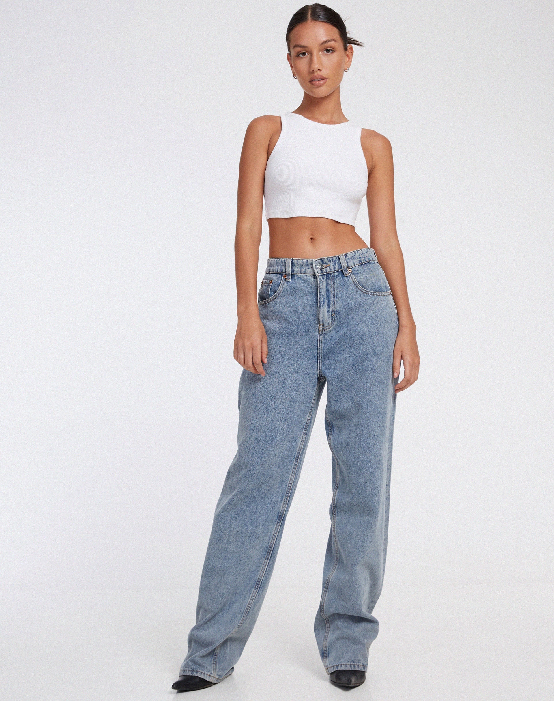 afbeelding van Leah Crop Top in Rib White