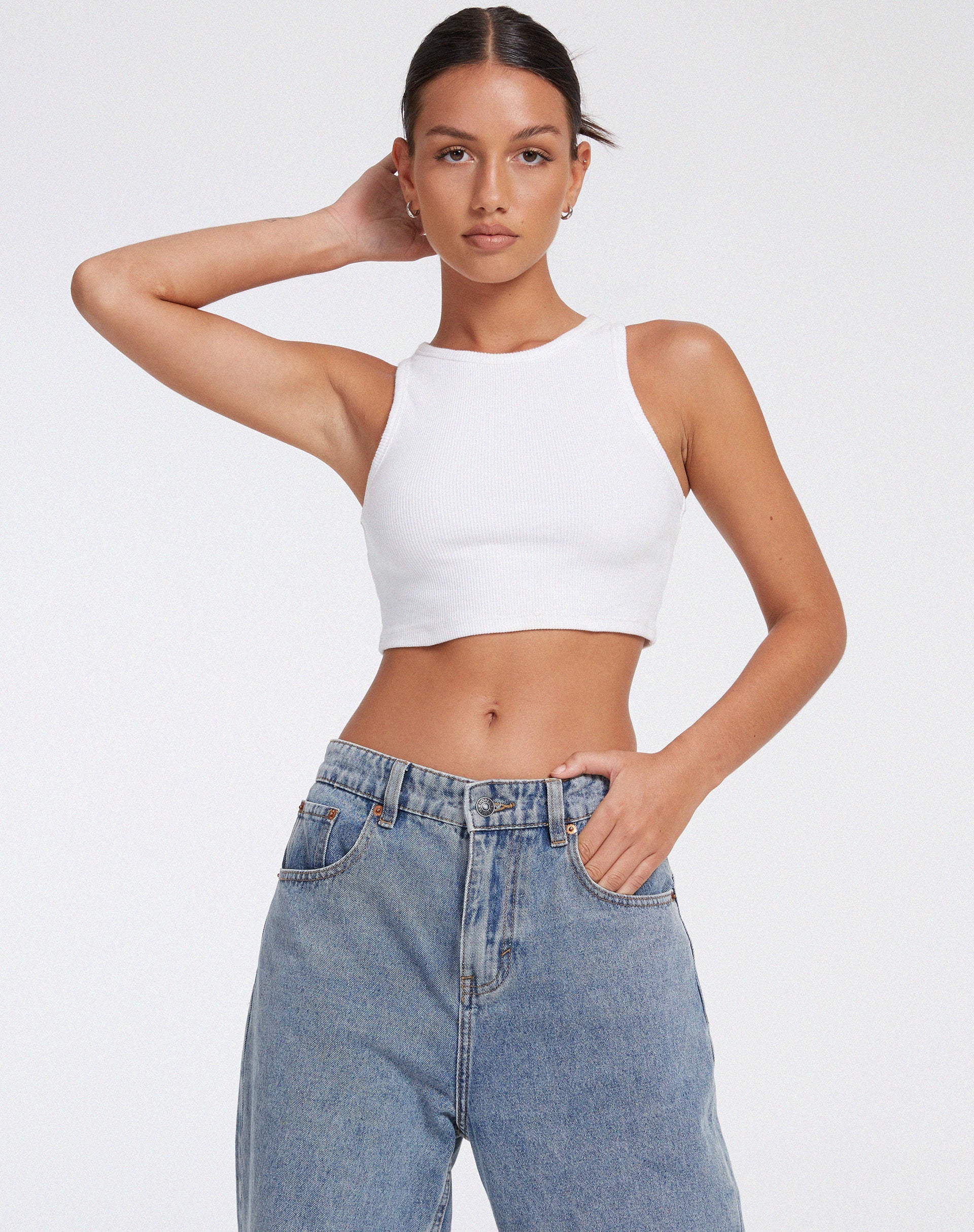 afbeelding van Leah Crop Top in Rib White