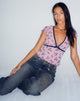 Livi Mesh Top in Roze en Navy Botanist Flocking