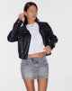 beeld van Low Rise Denim Mini Skirt in Grey Wash