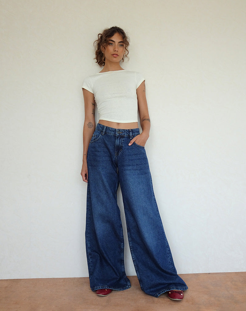 Afbeelding van Roomy Oversized Low Rise Jeans in Mid Blue Used