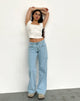 Image of Low Rise Parallel Jeans in Light Wash Blue