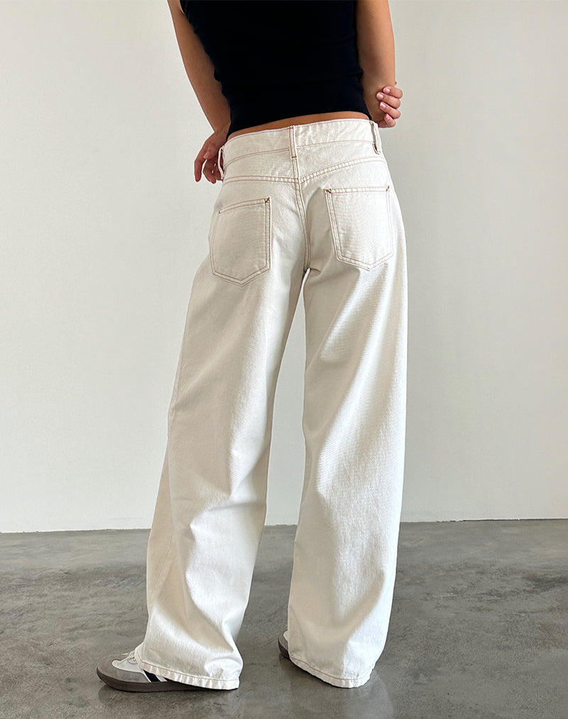 Image of Roomy Extra Wide Low Rise Jeans in Off White