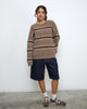 Image of Lunet Knitted Jumper in Stripe Tonal Brown