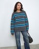 Image of Lunet Knitted Jumper in Stripe Grey and Blue