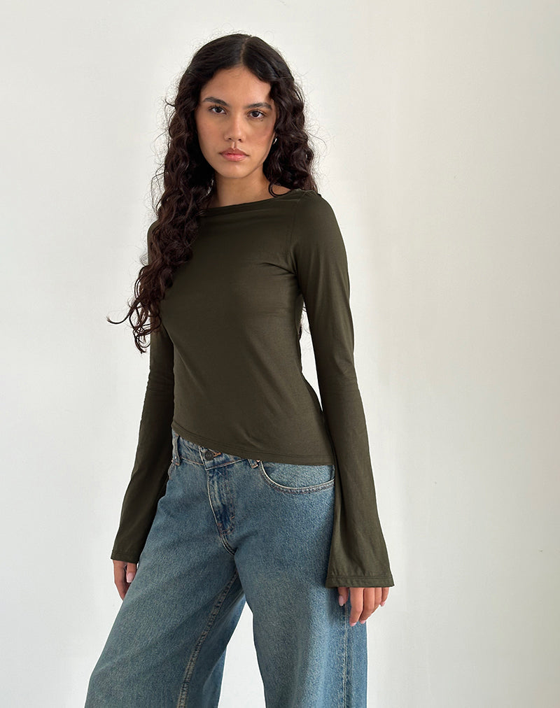 Image of Lunica Top in Tissue Jersey Olive