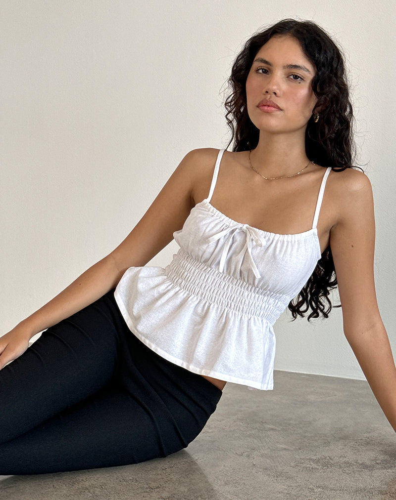 Lyncia Tie Front Cami Top in Off White