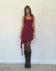 Afbeelding van Margaret Ruffle Mini Dress in Plum Chiffon met Rozet