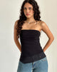 Image of Marissa Longline Asymmetrical Tube Top in Black