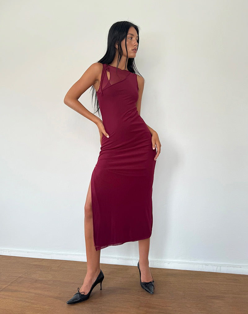 Afbeelding van Marlo Asymmetrische Midi Dress in Bourgondië