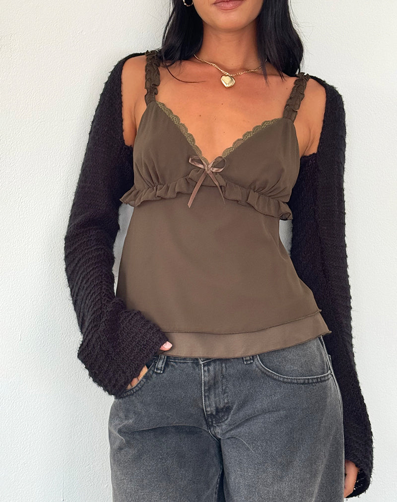 Melinda Frill Cami Top in Chiffon Olive