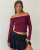 Afbeelding van Nauri Mesh Bardot Top in Maroon