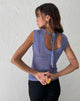 Afbeelding van Nibura Open Rug Vest Top in Blauw Gebreid