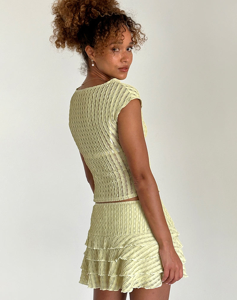 image of Carlota Mini Skirt in Crinkle Sage