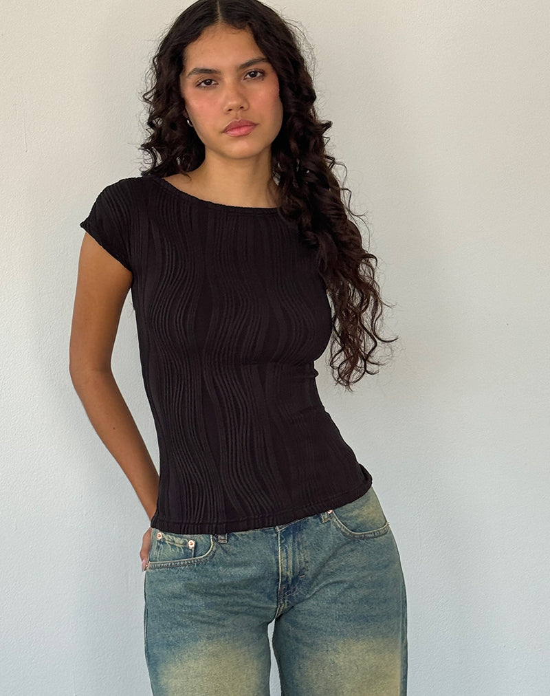 Image of Nova Top in Crinkle Black