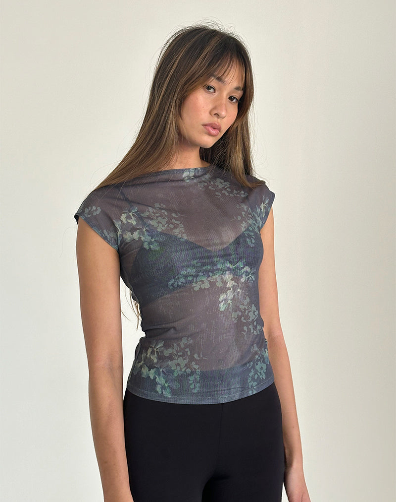 image of Nova Mesh Top in Faded Botanical Green