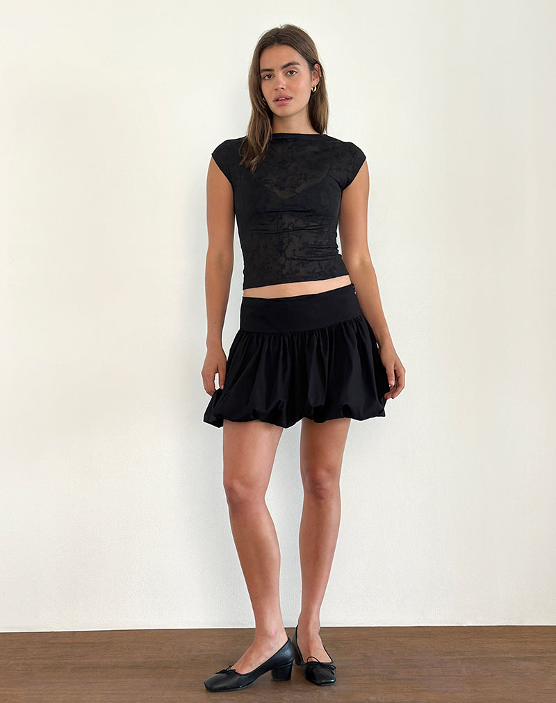 Image of Nova Top in Flower Mesh Black