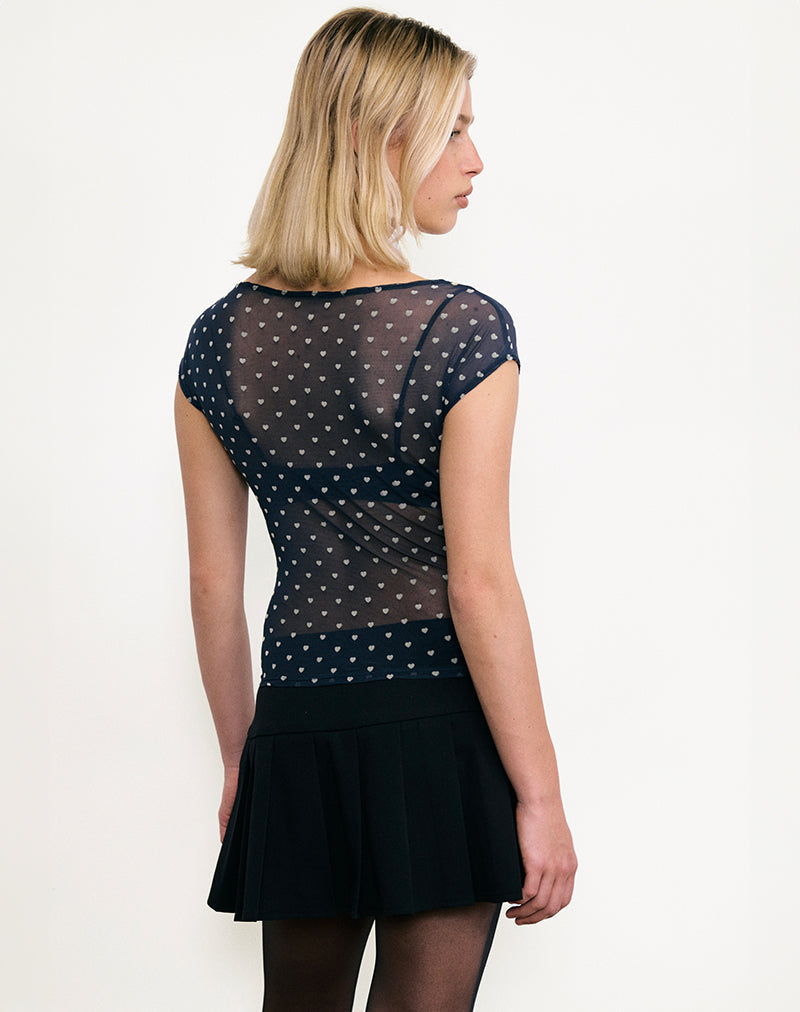 Image of Nova Top in Heart Flock Navy and Yellow